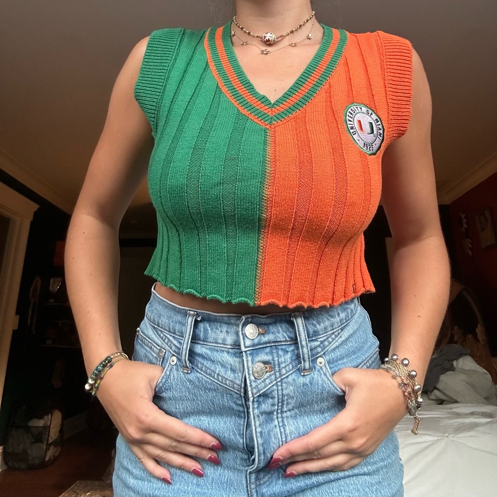 University of Miami cropped sweater vest